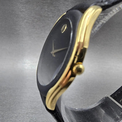 Movado Museum Watch Men 33mm Black Dial Gold Tone Round 88-64-860N New Battery2