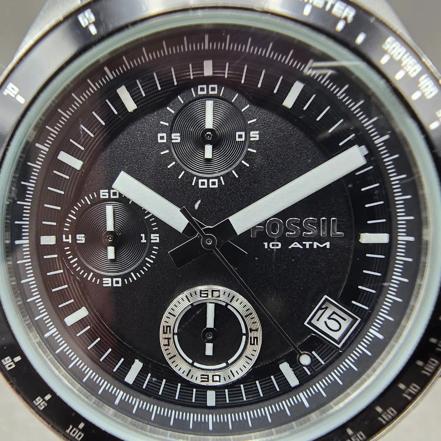Fossil Chronograph Watch Women 37mm Black Dial Silver Tone Date CH-2644 New Batt1