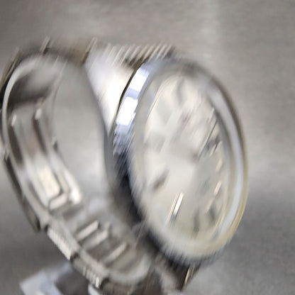 Orient AAA Deluxe Crystal Watch Men 36mm White Dial Silver Daydate READ!!!! Runs3