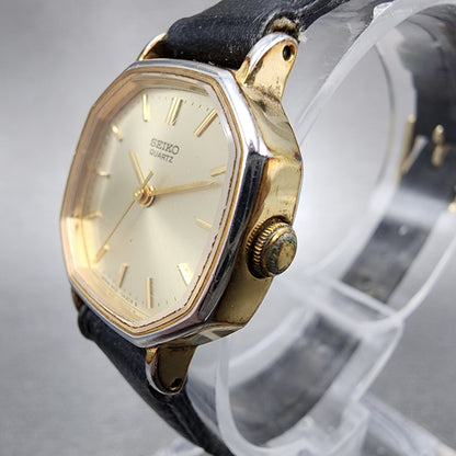 Seiko Watch Women 22mm Champagne Dial Gold Tone Octagon 54215190 New Battery2