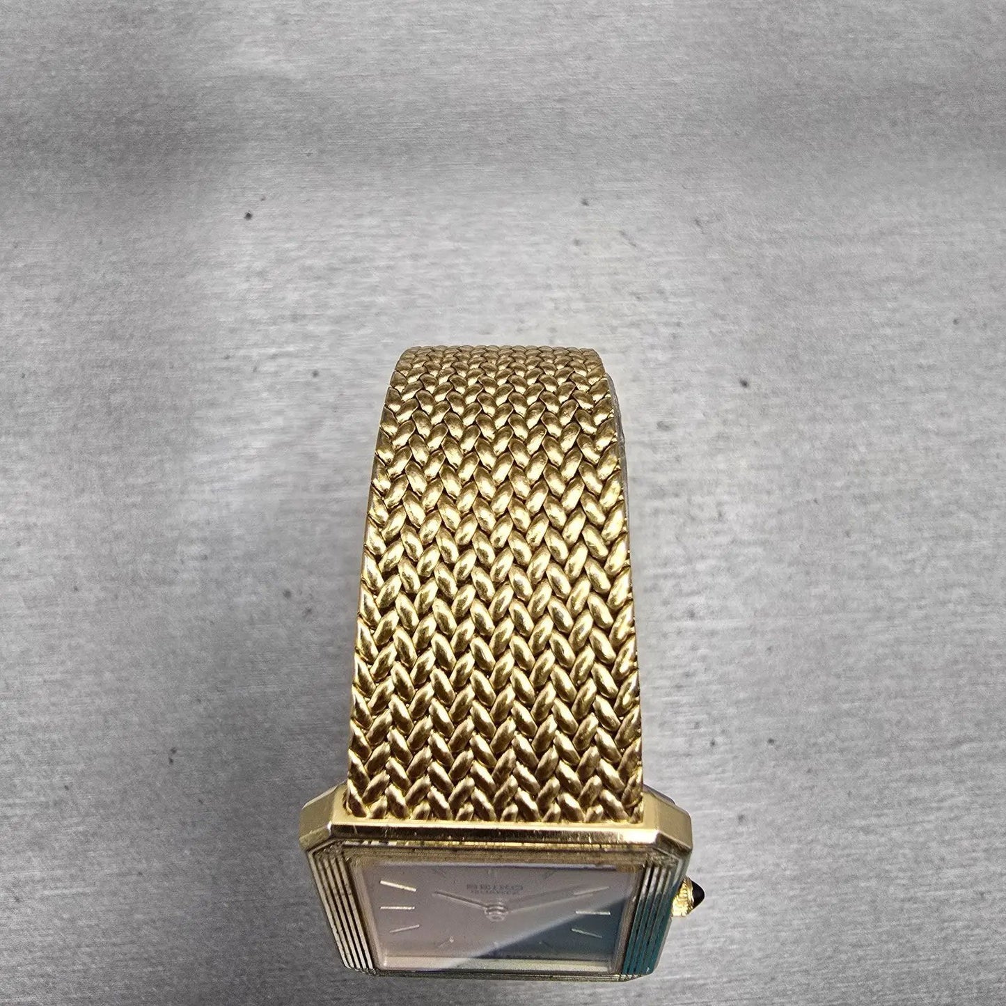 Seiko Watch Men 26mm Gold Dial Gold Tone Rectangle 6020-5339 New Battery Vintage4