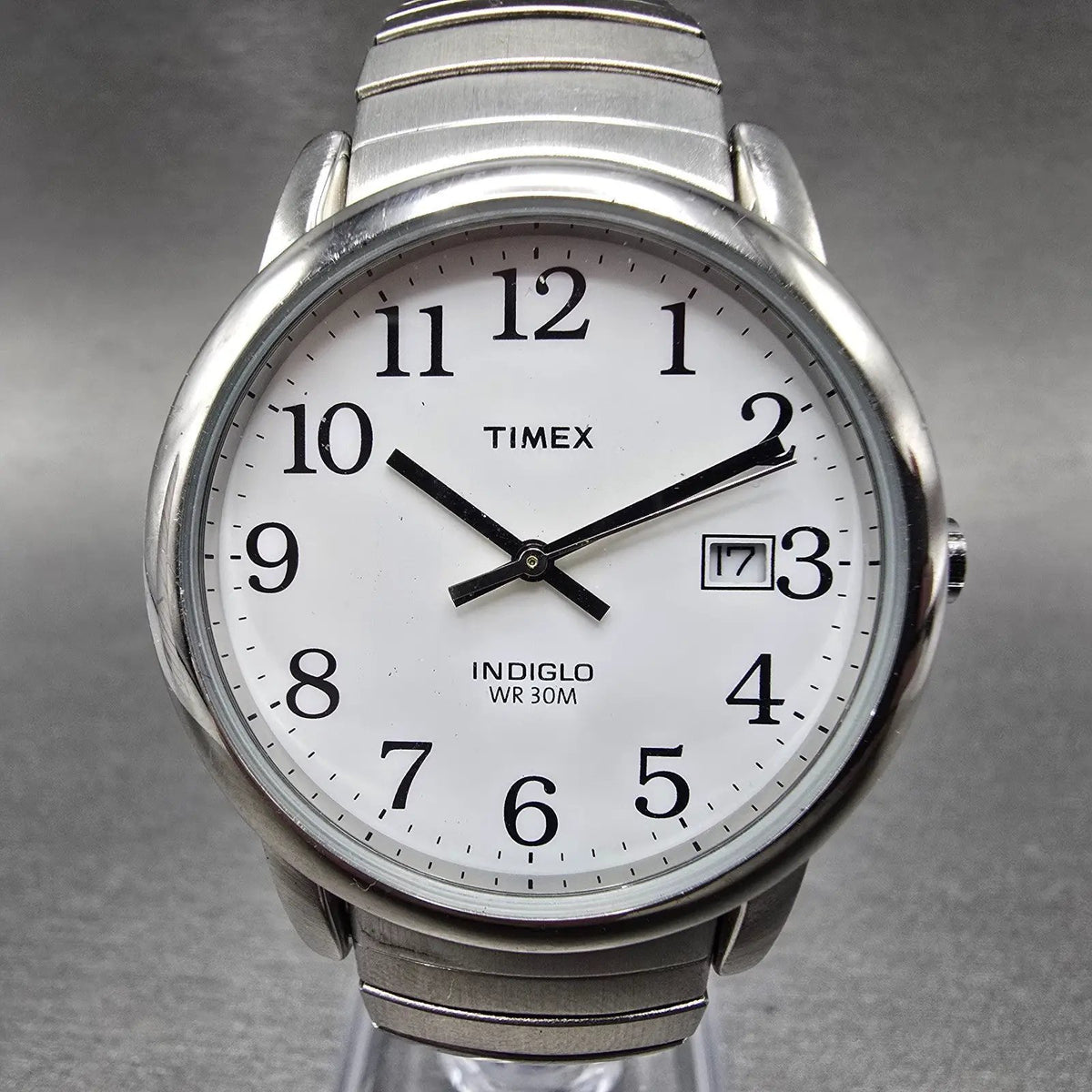Timex Easy Reader Watch Men 35mm White Dial Silver Round T2H451 New Battery0