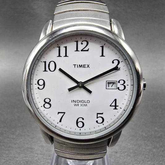 Timex Easy Reader Watch Men 35mm White Dial Silver Round T2H451 New Battery0