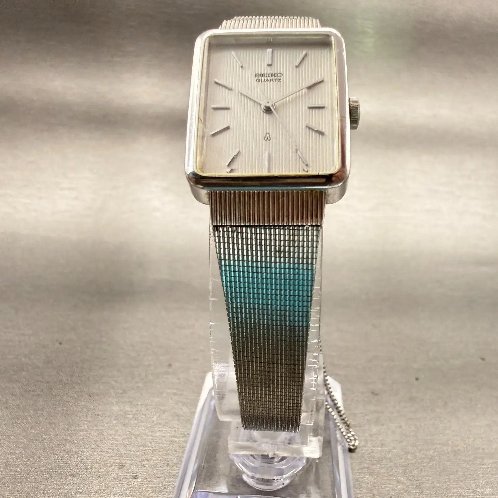 Seiko Watch Women 20mm Silver Dial Silver Tone Rectangle 2621-5200 New Battery5