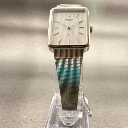 Seiko Watch Women 20mm Silver Dial Silver Tone Rectangle 2621-5200 New Battery5