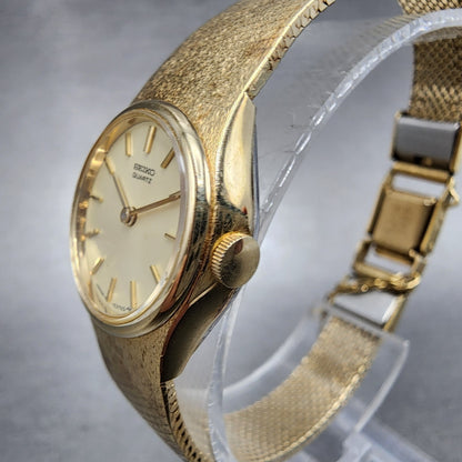Seiko Watch Women 19mm Cream Dial Gold Tone Round 160079 New Battery VTG2