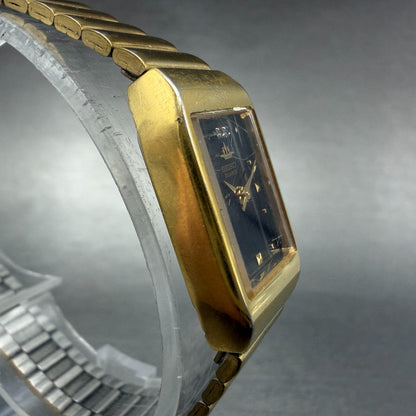 Seiko Tank Watch Women 16mm Black Dial Gold Tone Rectangle 1N01-5A10 New Battery3
