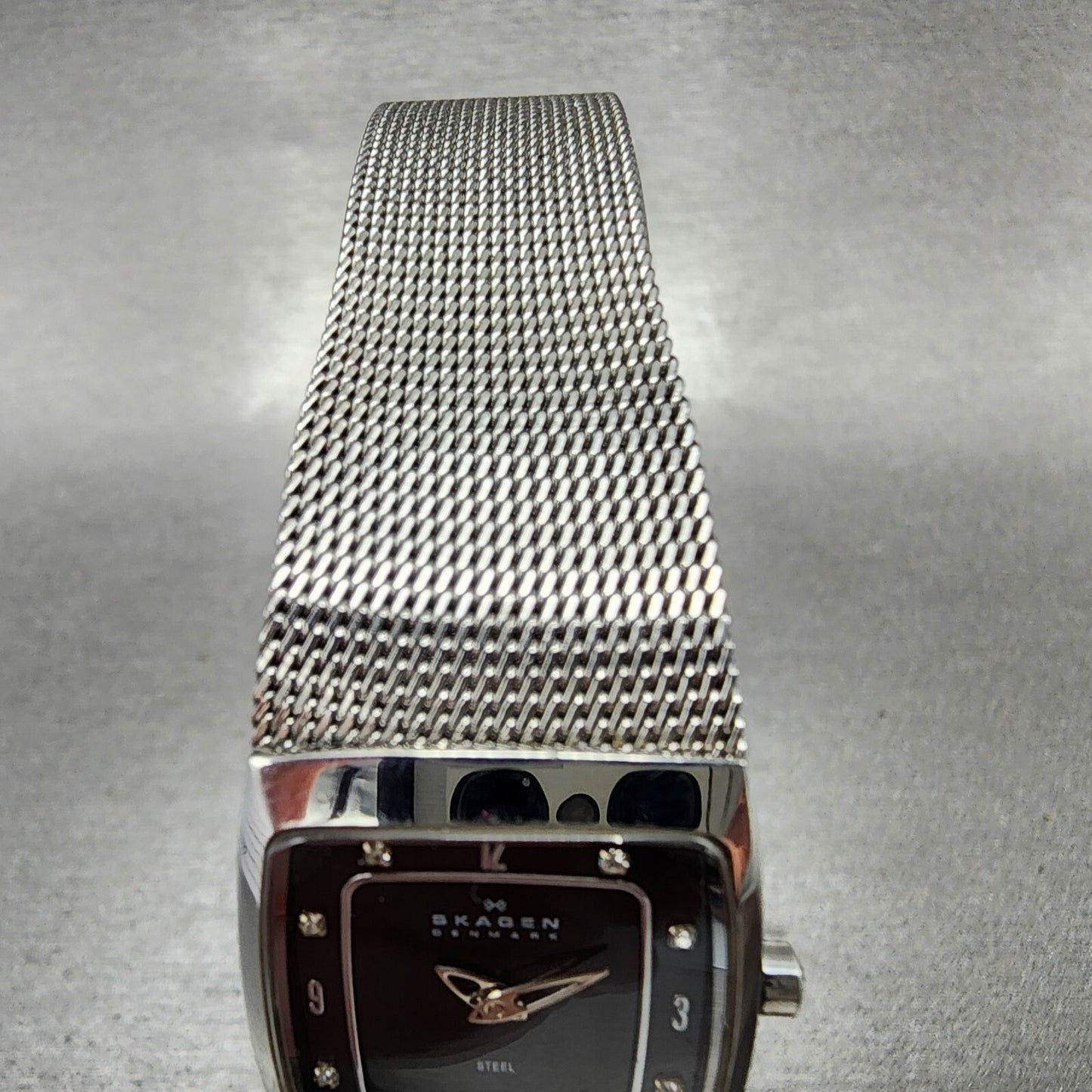 Skagen Tank Watch Women 21mm Black Dial Steel Rectangle 380XSSSSB1 New Battery4