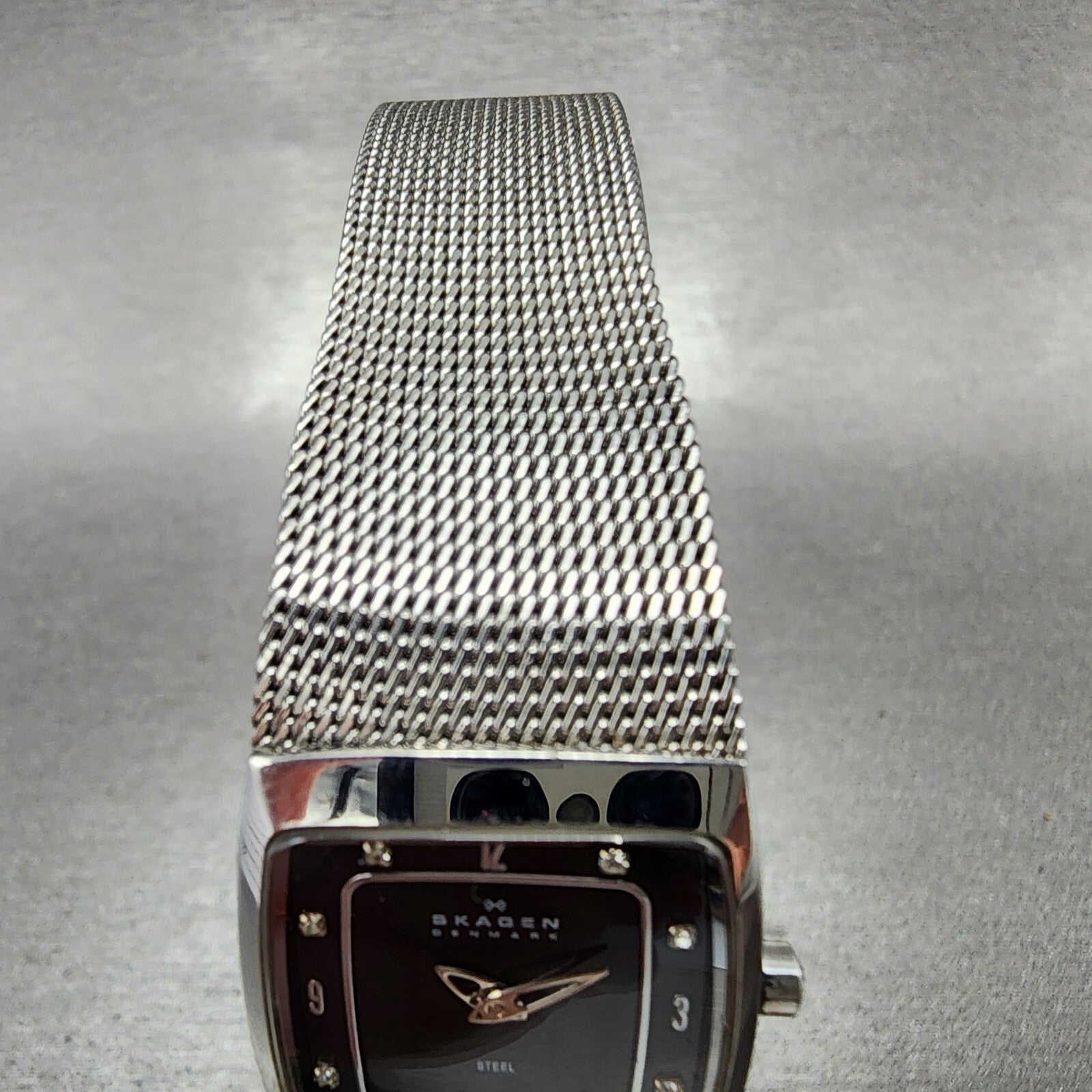 Skagen Tank Watch Women 21mm Black Dial Steel Rectangle 380XSSSSB1 New Battery4