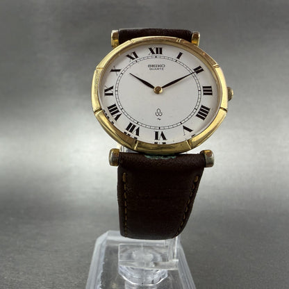 Seiko Watch Men 31mm White Dial Gold Tone Round 2620-0010 New Battery5