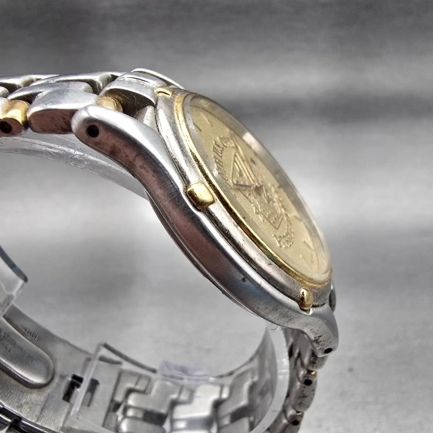 Seiko Watch Men 36mm Champagne Dial Two Tone 7N32-0049 100th US Open New Battery3