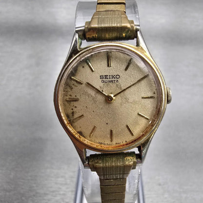 Seiko Watch Women 22mm Champagne Dial Gold Tone Round 5420-0049 New Battery VTG0