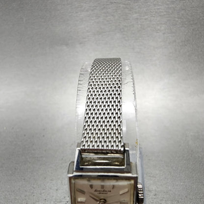 Seiko Solar Special Tank Watch Women 15mm Silver Tone Stainless Steel Runs4