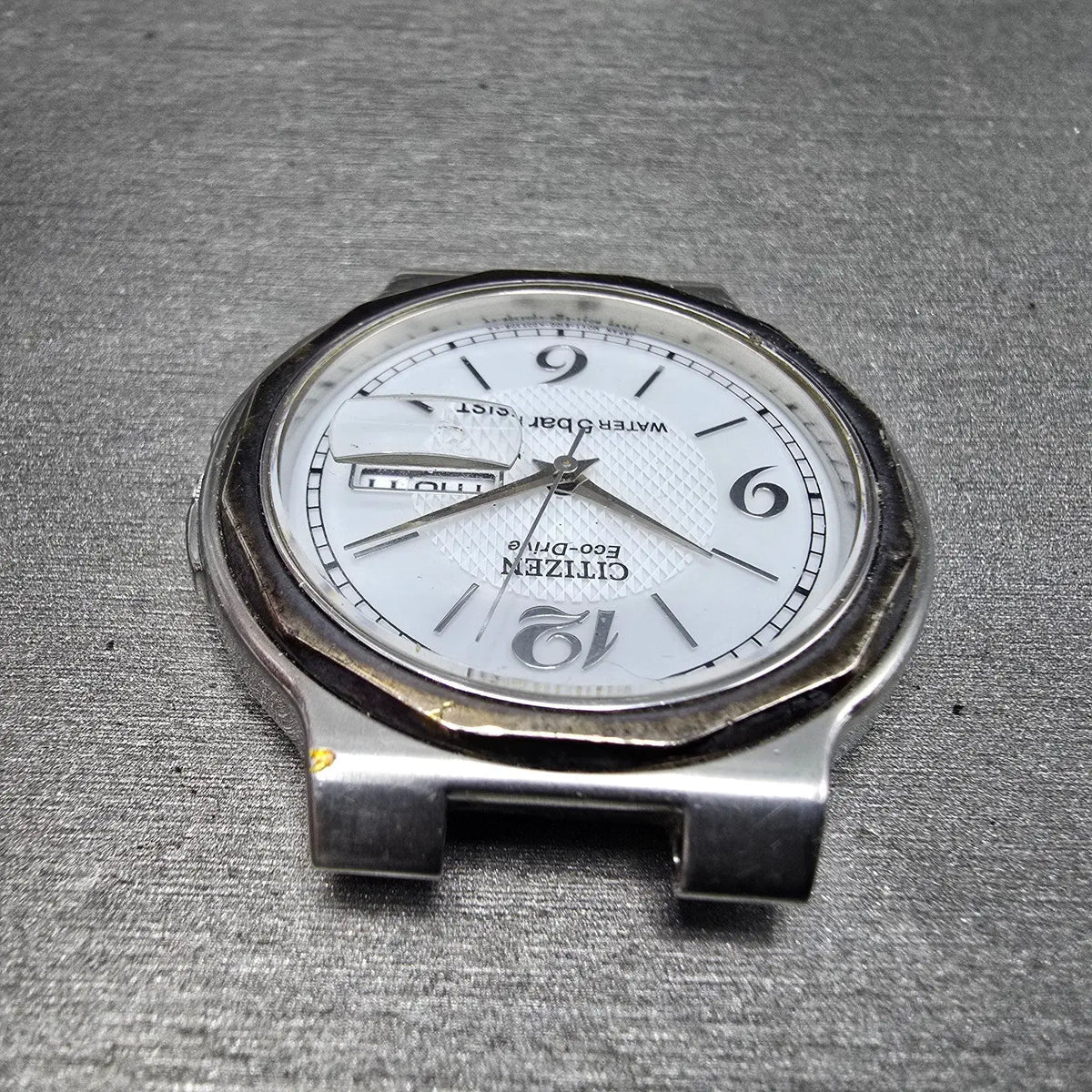 Citizen Eco-Drive Watch Men 36mm White Dial Steel Daydate E100-K003334 PARTS JP4
