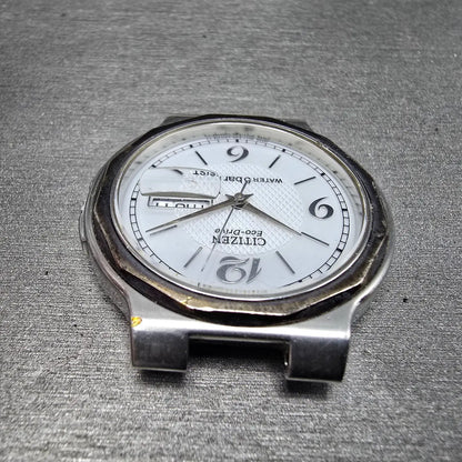 Citizen Eco-Drive Watch Men 36mm White Dial Steel Daydate E100-K003334 PARTS JP4