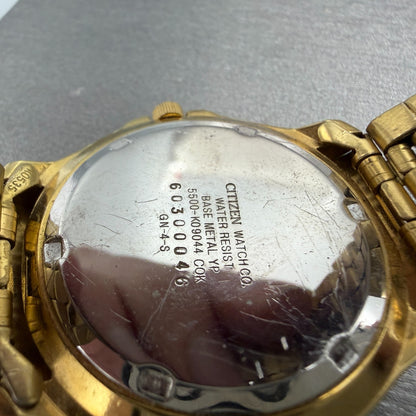 Citizen Watch Men 37mm Champagne Dial Gold Tone Daydate Round New Battery VTG9