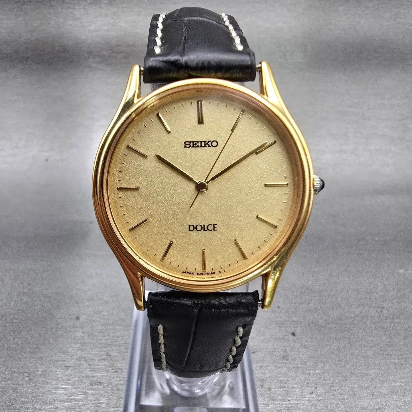 Seiko Dolce Watch Men 31mm Champagne Dial Gold Tone Round 8J41-6100 New Battery0