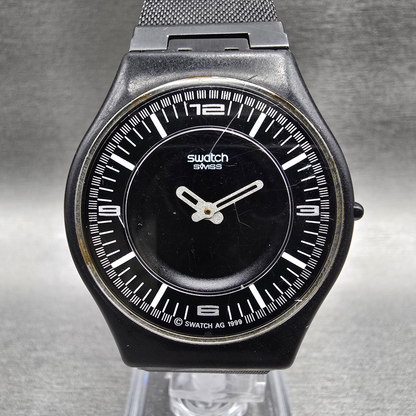 Swatch Noir de Chine Watch Men 34mm Black Dial Black Tone Round SFB107 New Batt0
