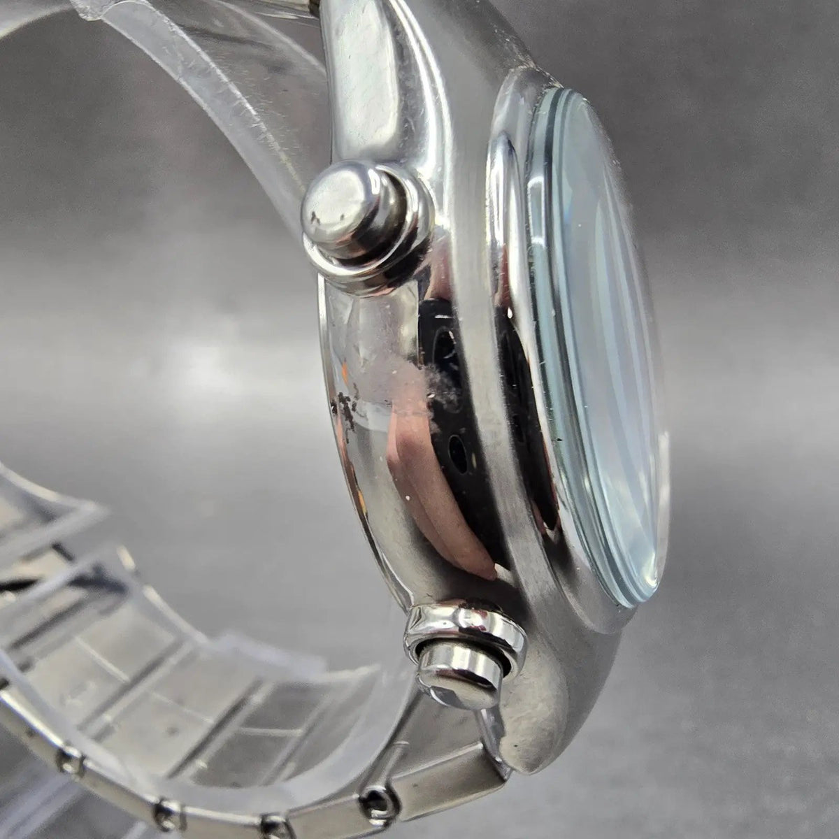 Seiko Wired Chronograph Watch Women 35mm Pink Dial Steel Alarm Date New Battery3