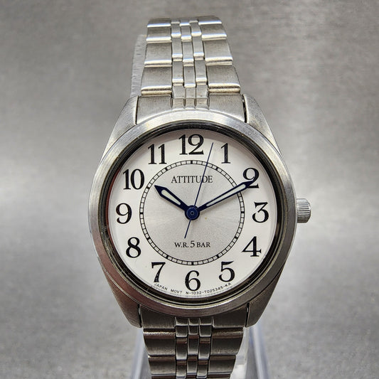 Citizen Attitude Watch Women 25mm Silver Dial Silver Tone Round New Battery0