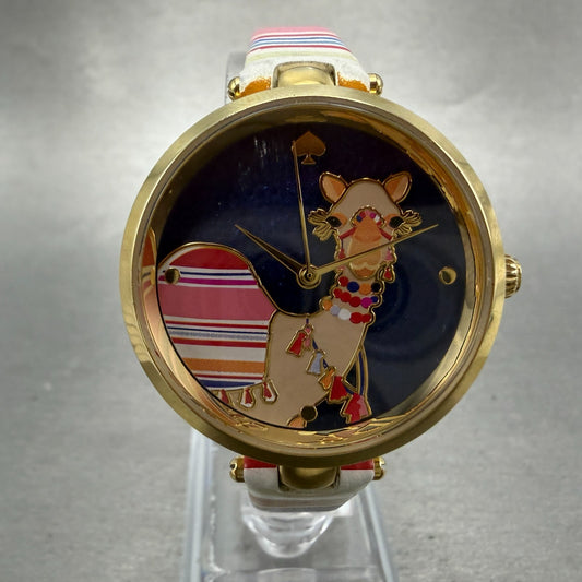 Kate Spade Holland Watch Women 34mm Blue Dial Gold Tone Round KSW1271 New Batt0
