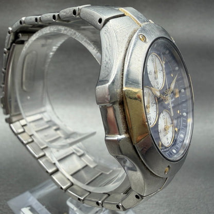 Seiko Couture Chronograph Watch Men 40mm Blue Dial Two Tone 7T62-0FA0 New Batt3