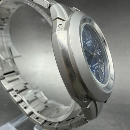 Casio MTP-3050 Watch Men 41mm Blue Dial Silver Tone Date Round New Battery ABC3