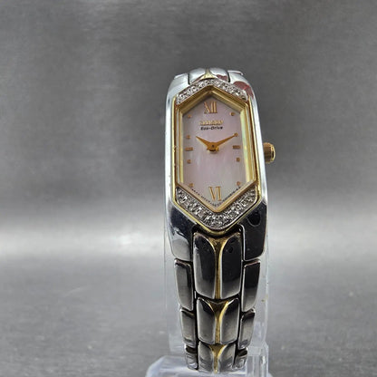 CitizenEco-Drive Watch Women 14mm MOP Dial Two Tone Hexagon G620-S05621 Runs JP5