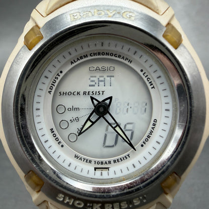 Casio Baby-G BG-70 Watch Women 41mm Analog Digital Biege Alarm Chrono New Batt1