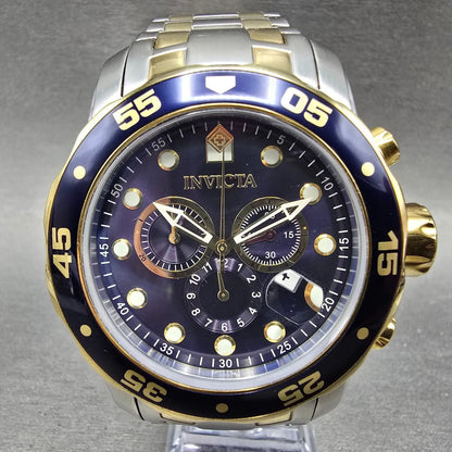 Invicta Pro Diver Chronograph Watch Men 48mm Blue Dial Two Tone 0077 New Battery1