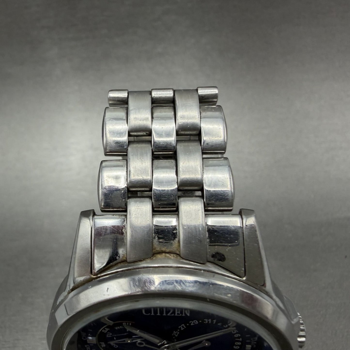 Citizen Eco-Drive Calendrier Watch Men 44mm Blue Dial Steel Daydate BU2021 Runs4