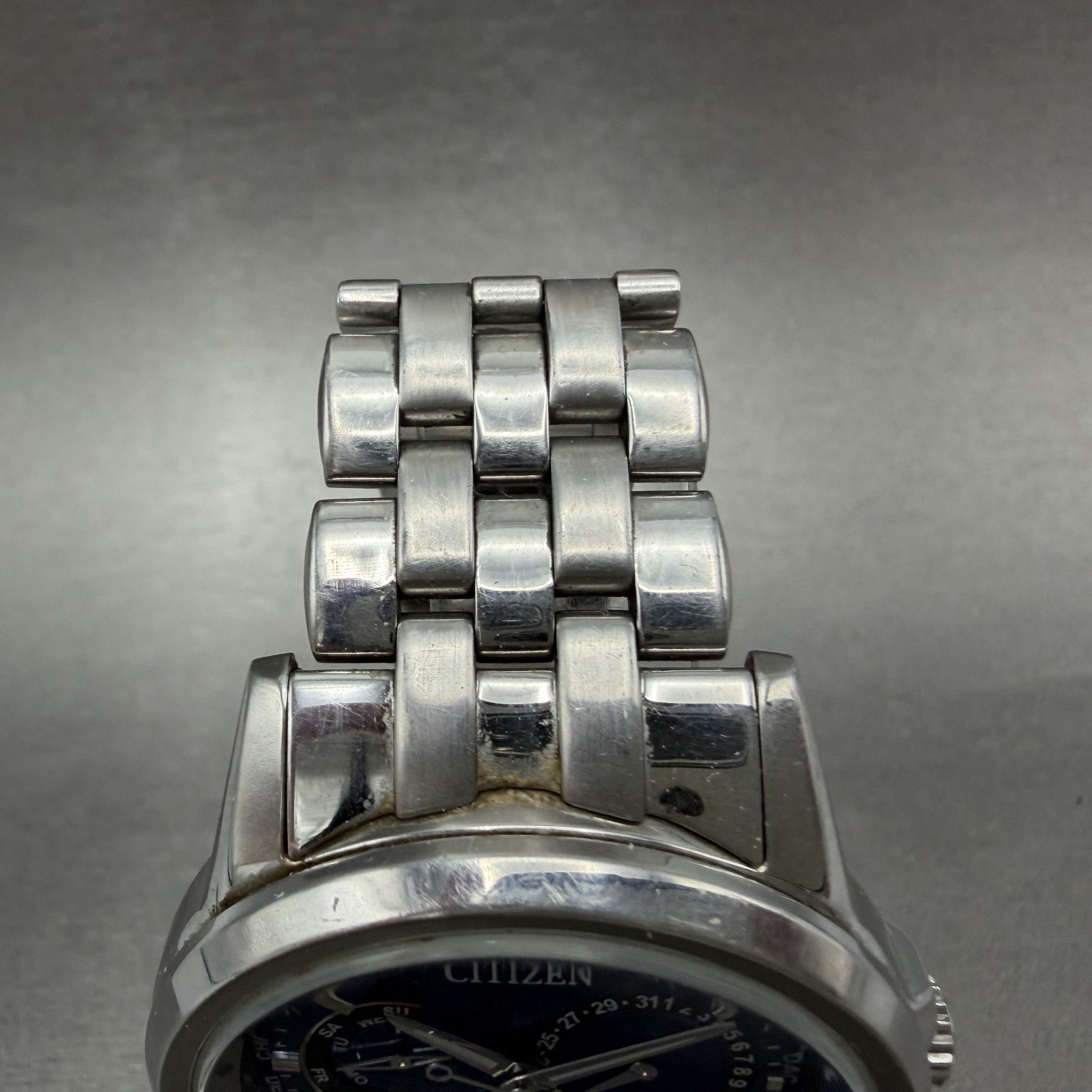 Citizen Eco-Drive Calendrier Watch Men 44mm Blue Dial Steel Daydate BU2021 Runs4