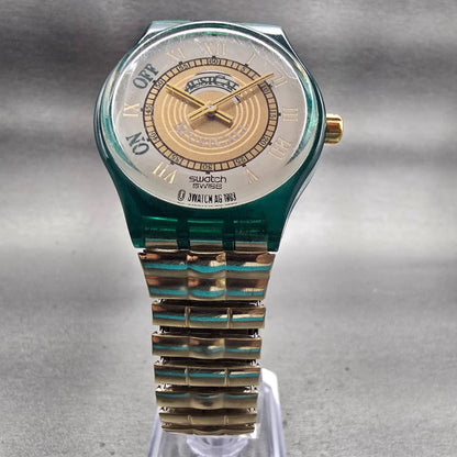 Swatch Musicall MARTINGALA Watch Men 34mm White Dial Green Case SLG100 New Batt5