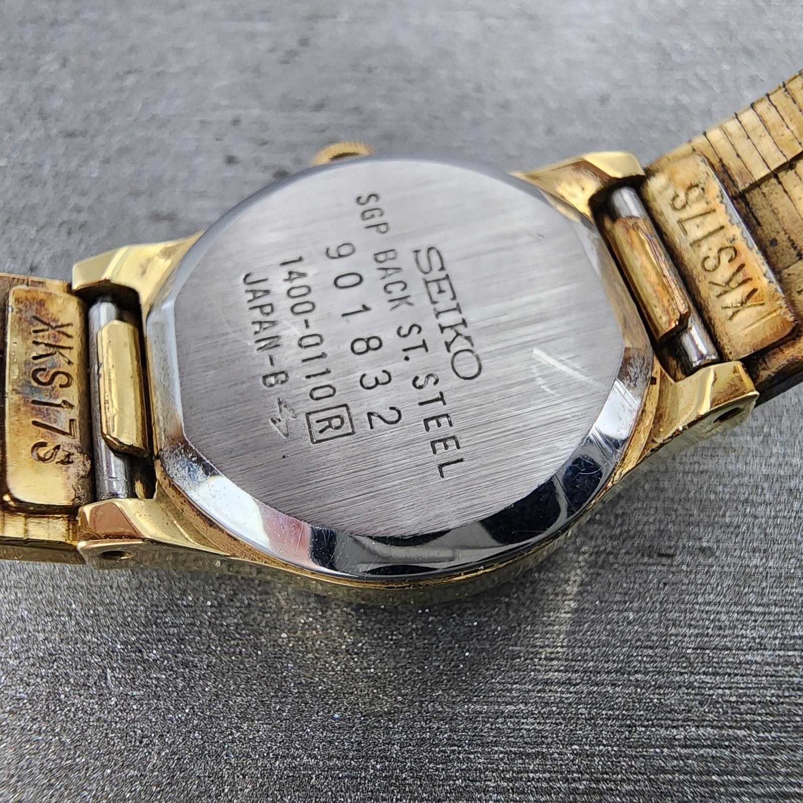 Seiko Watch Women 19mm Gold Dial Gold Tone Round 14000110 New Battery VTG9