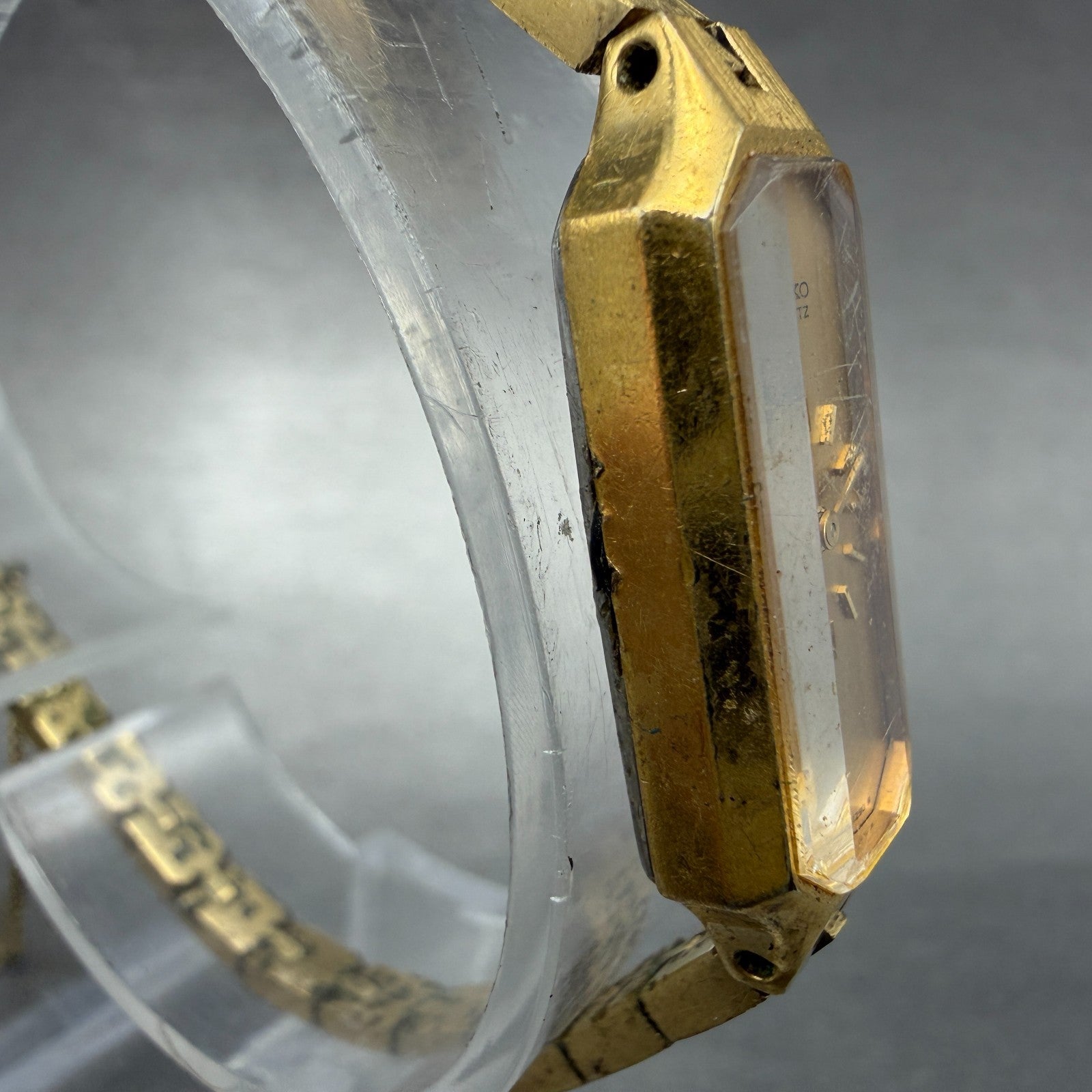 Seiko Watch Women 13mm Gold Dial Gold Tone Octagon 1320-5989 New Battery JGJ3