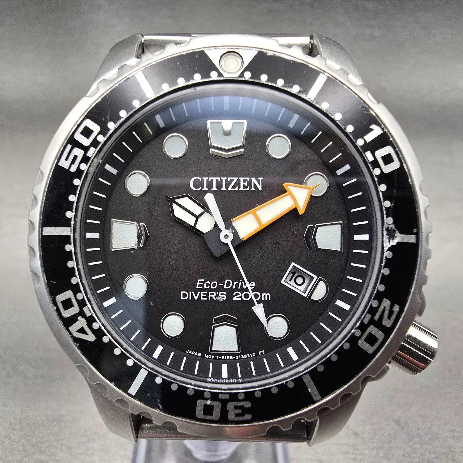 Citizen Eco-Drive Watch Men 44mm Black Dial Two Tone Date E168-S100623 Works1