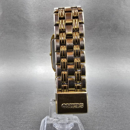 Seiko Watch Men 27mm Champagne Dial Gold Tone Date Rectangle 7N29-5B29 PARTS8