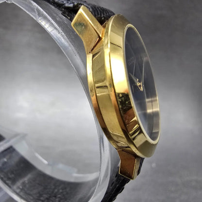 Gucci 2200L Watch Women 25mm Black Dial Gold Tone Round New Battery Swiss3
