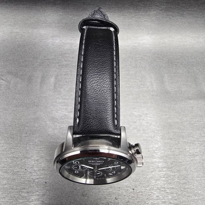 Seiko Chronograph Watch Men 40mm Black Dial Silver Tone Date 6T63-00A0 New Batt4