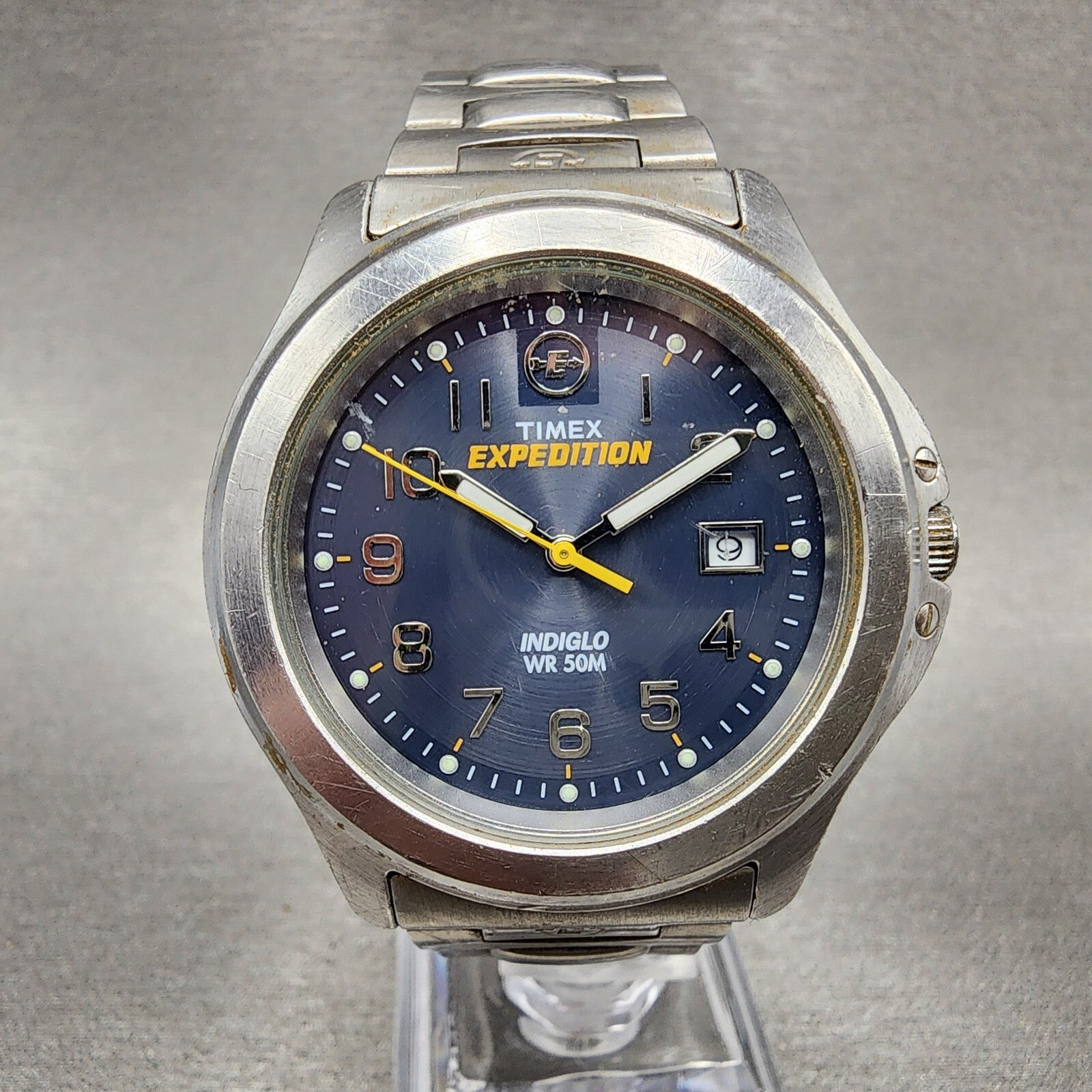 Timex Expedition Watch Men 38mm Blue Dial Silver Tone Date READ!!!!! New Battery0