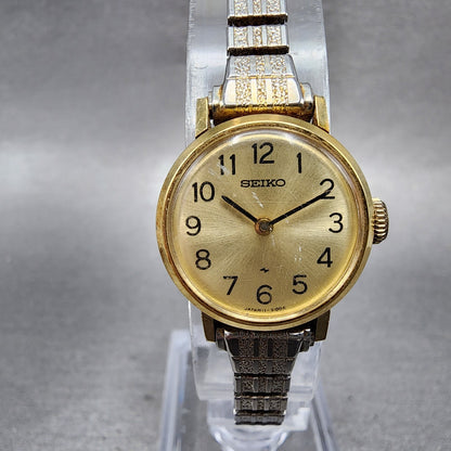 Seiko Watch Women 20mm Champagne Dial Gold Tone Manual 110039 Runs0