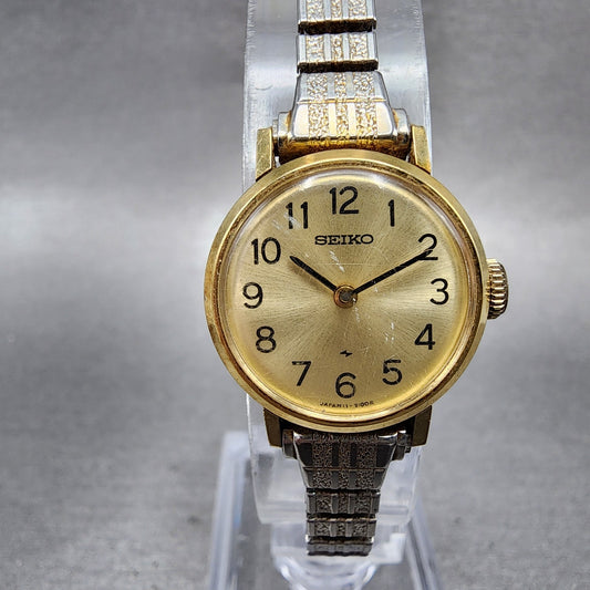 Seiko Watch Women 20mm Champagne Dial Gold Tone Manual 110039 Runs0
