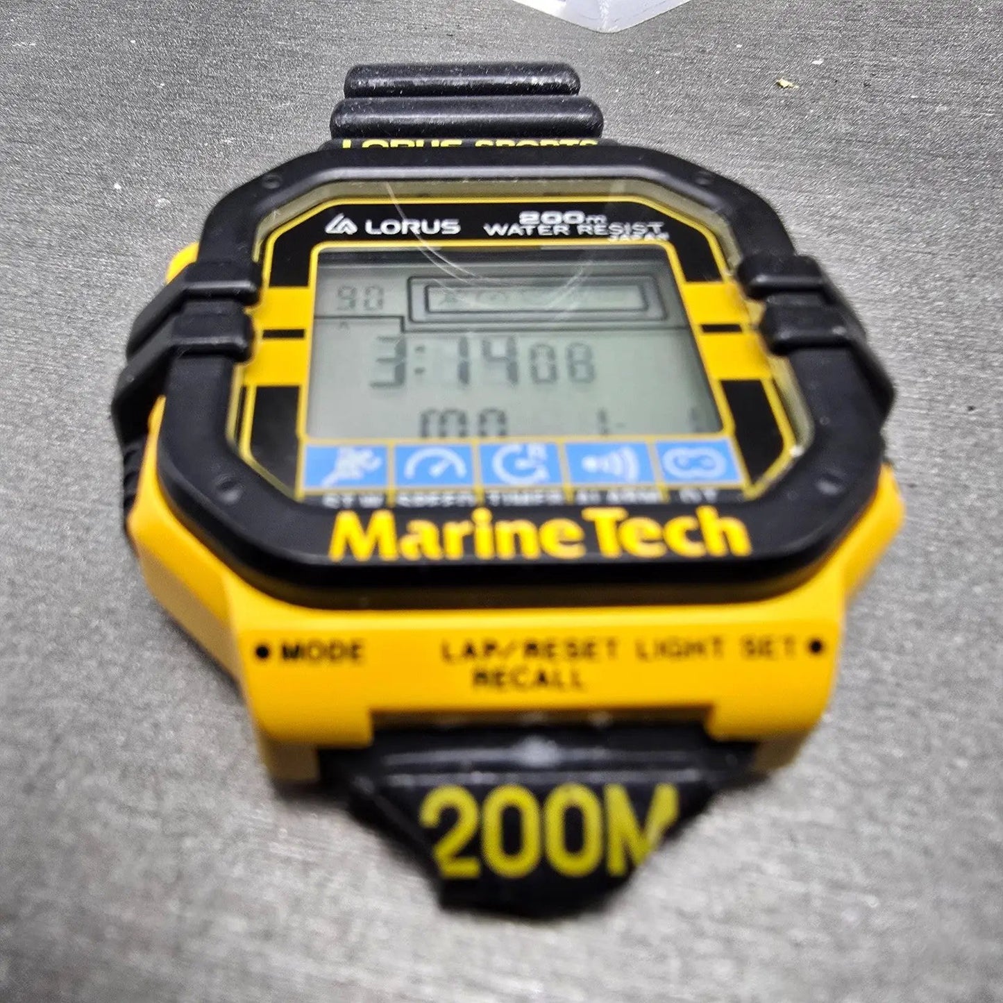 Lorus Marine Tech Watch Men 45mm Black Yellow Digital Alarm Chronograph New Batt2