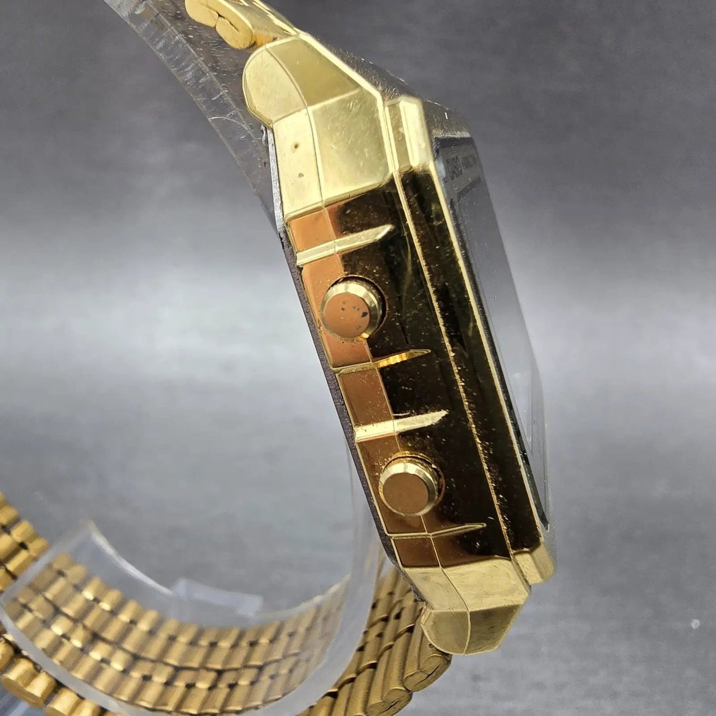 Casio World Time Watch Men 33mm Digital Gold Alarm Chronograph A500W New Battery3