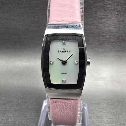 Skagen Tank Watch Women 16mm MOP Dial Silver Tone Rectangle 271SSLPD New Battery0