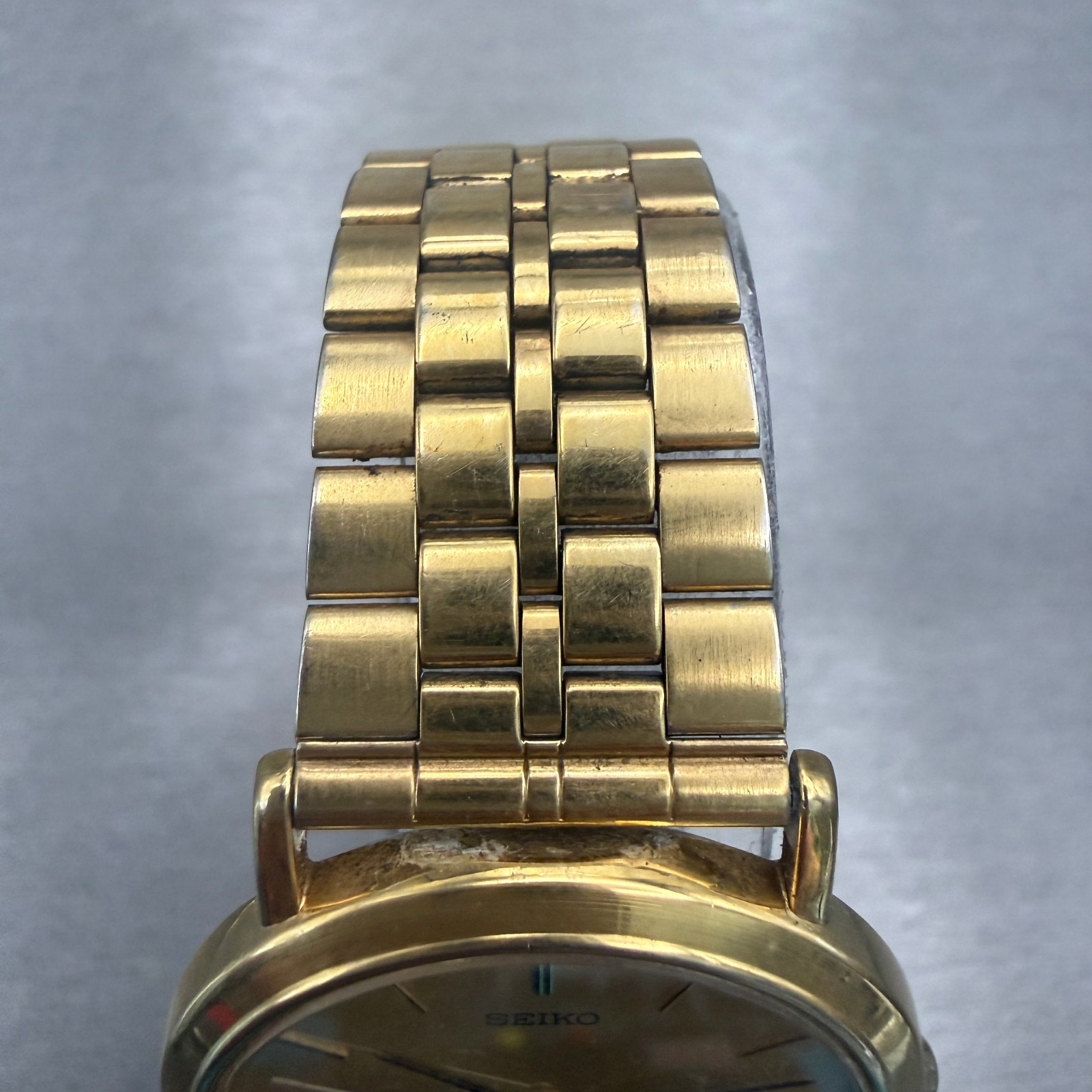 Seiko Watch Men 33mm Gold Dial Gold Tone Round 5P31-6090 New Battery4
