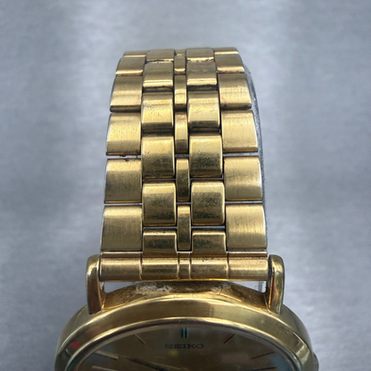 Seiko Watch Men 33mm Gold Dial Gold Tone Round 5P31-6090 New Battery4