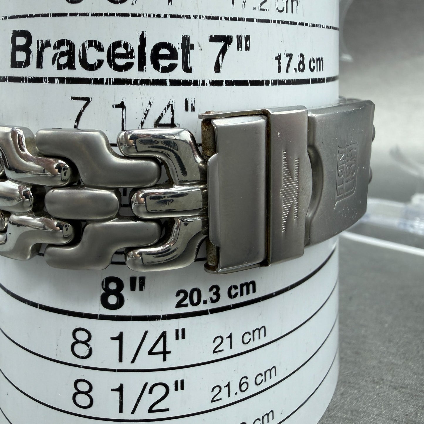 Elgin Chronograph Watch Men 39mm Black Dial Silver Tone Round FK-667 New Battery10