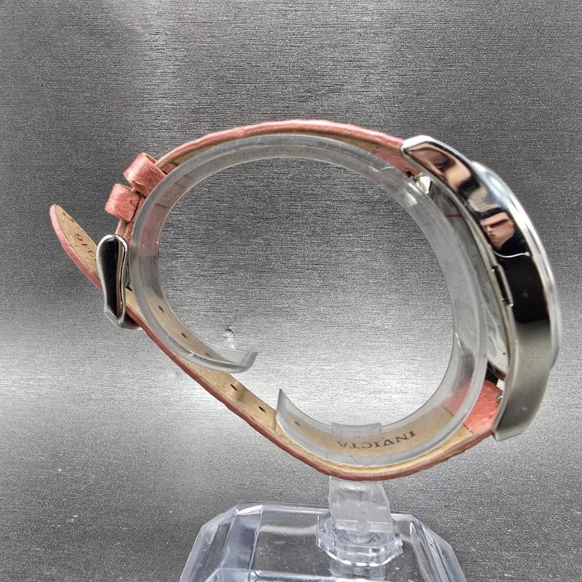 Invicta Watch Women 32mm MOP Pink Dial Silver Oval 2404 New Battery Leather Band8