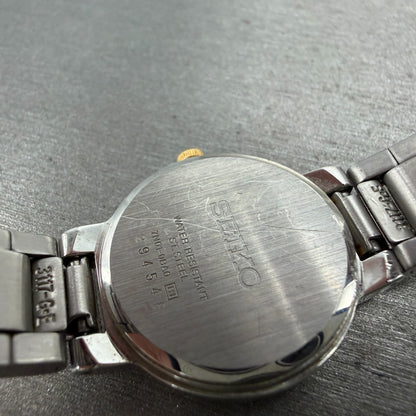 Seiko Watch Women 24mm Black Dial Two Tone Round 7N01-0BA0 New Battery Vintage9